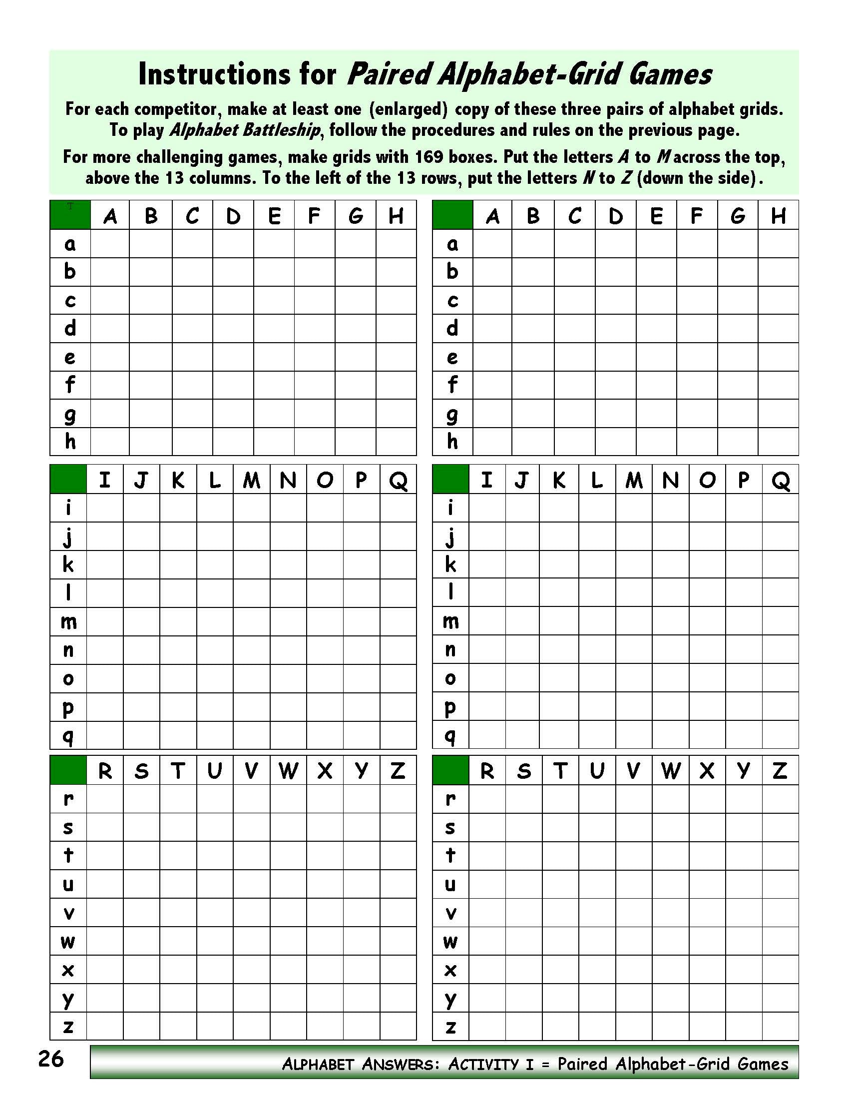 Make and Play Paired Alphabet-Letter Grid Games โ Work/Life English
