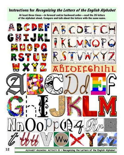 Alphabet Instructions for Teaching and Learning the Alphabet