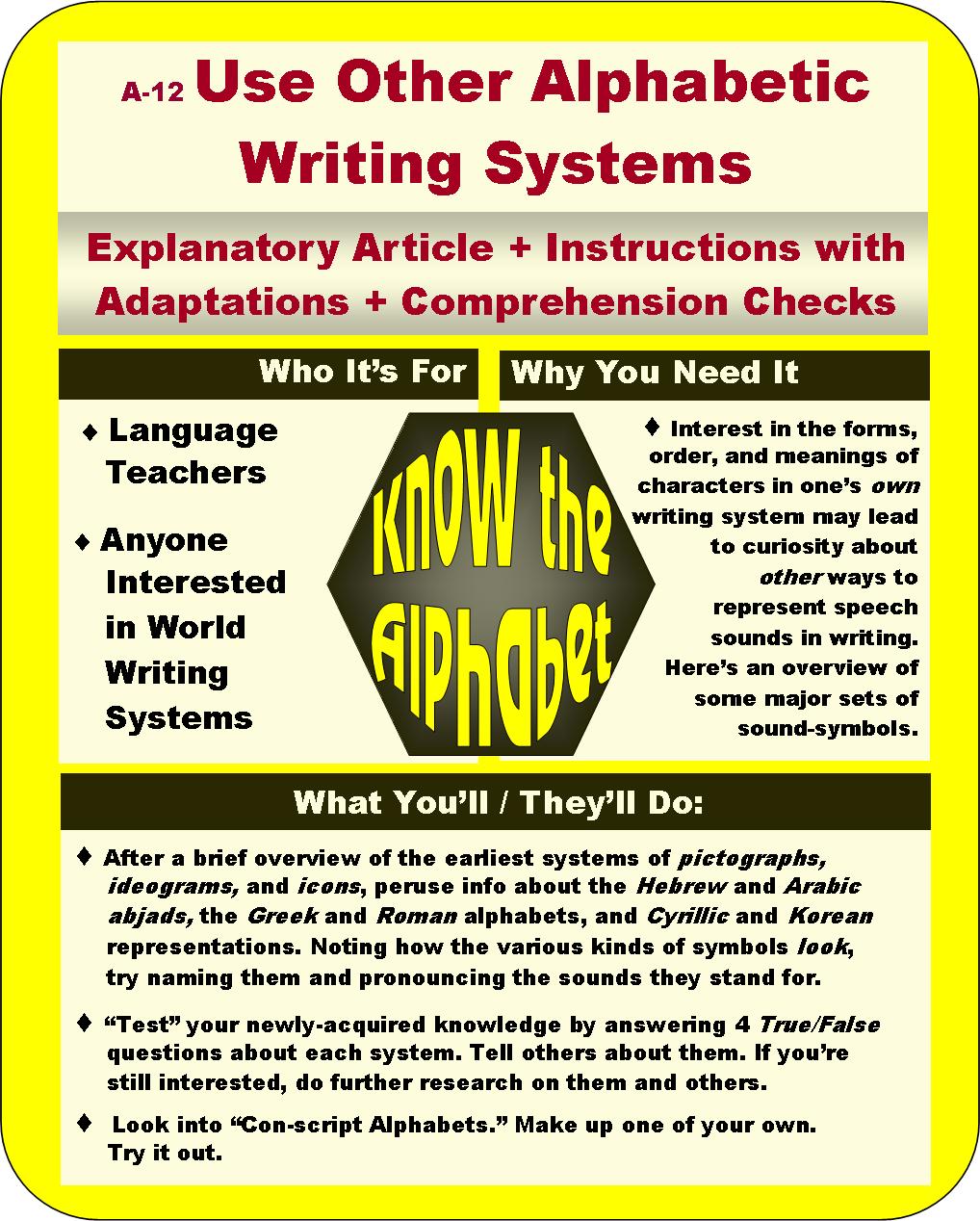 A-12 Use Other Alphabetic Writing Systems – Work/Life English