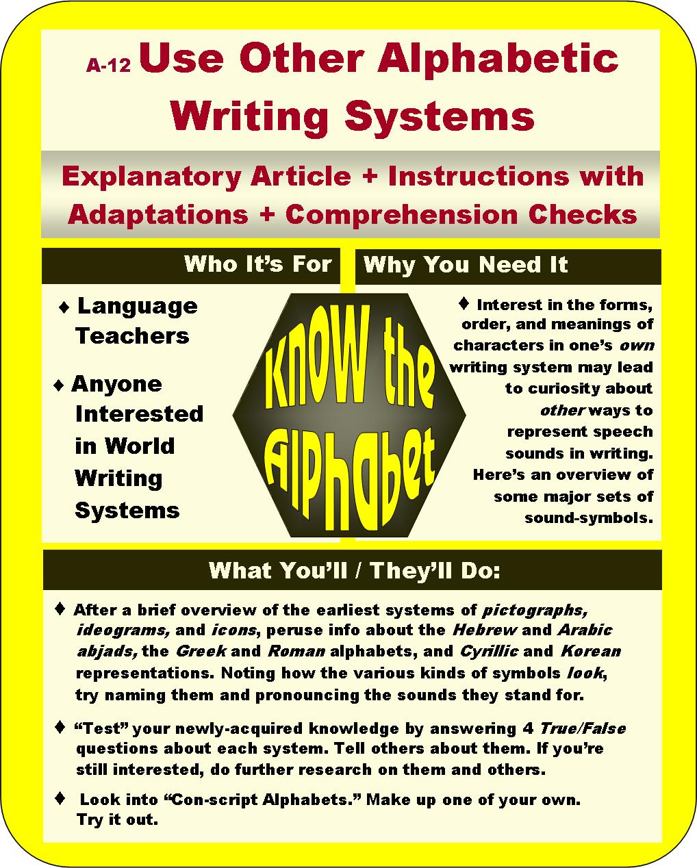 A-12a Use Alphabetic Writing Systems