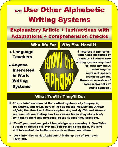 A-12a Use Alphabetic Writing Systems