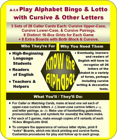 A-03.06: Play Alphabet Bingo & Lotto with Cursive Letters