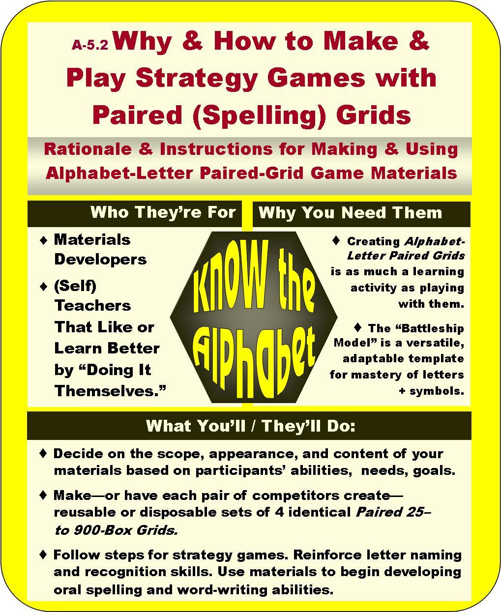 A-05.02: Learn Why & How to Make & Play Strategy Games with Paired (Spelling) Grids