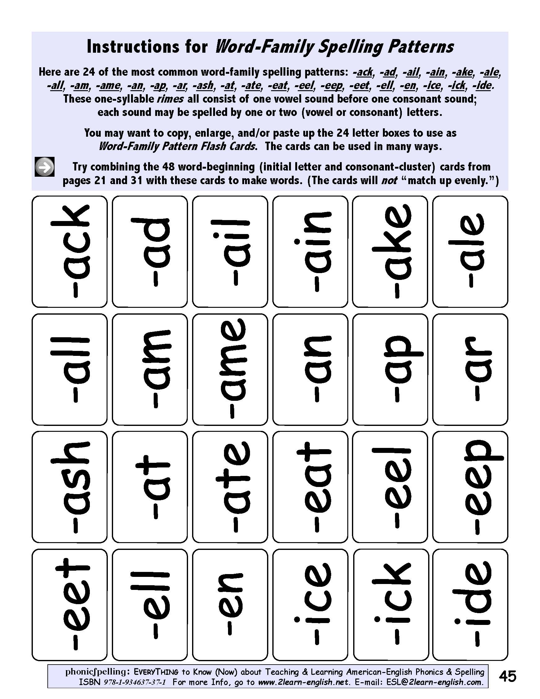 Get 48 Most Common Word-Family Spelling Patterns – Work/Life English