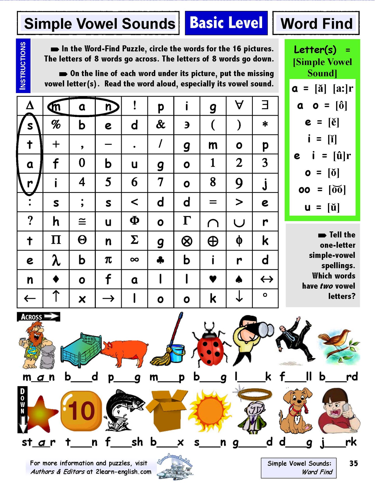 B-05.03 Use Simple & Complex Vowels in Basic Phonics & Spelling Puzzles