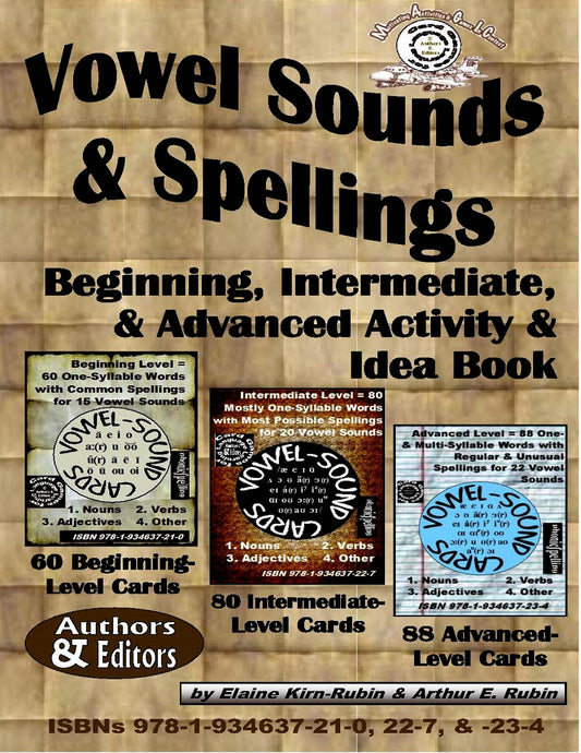 B-05.08B Vowel Sounds & Spellings <br/> Levels 2 to 4 (High-Beginning Through Advanced) =  60-, 80-, & 88-Card Packs with 90-Page Activities & Ideas Book