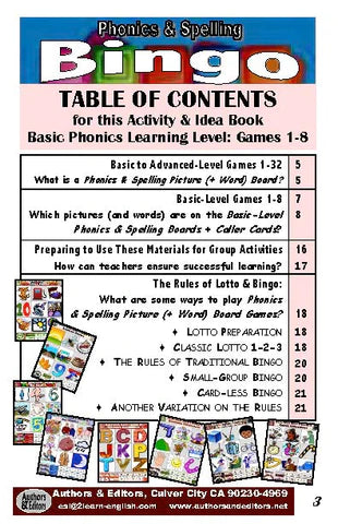B. Phonics Bingo <br/> Level 1 = Basic + Activities & Ideas Book (Print Version + Shipping)