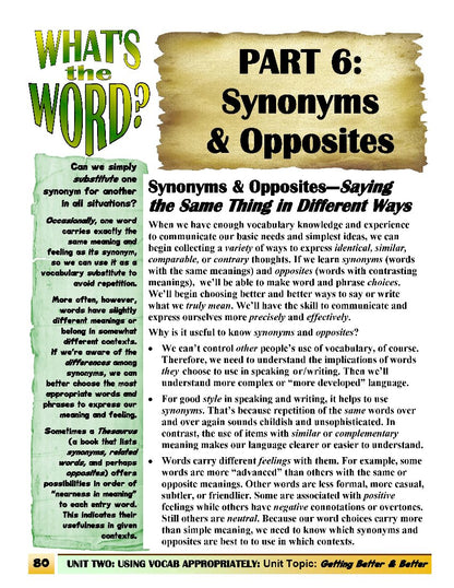 C-05.10 Use Synonyms & Opposites: Saying the Same Thing in Different Ways