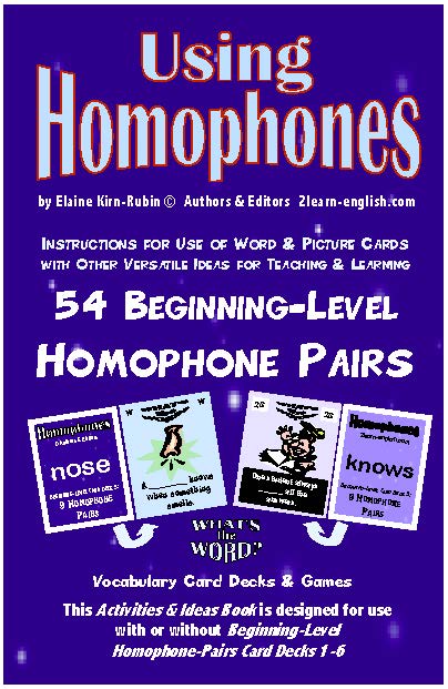 H. Homophones, Using <br/> Level 2 = High Beginning br/> 6 Packs with 9 Vocabulary Pairs each + 32-Page Book (Print Version + Shipping)