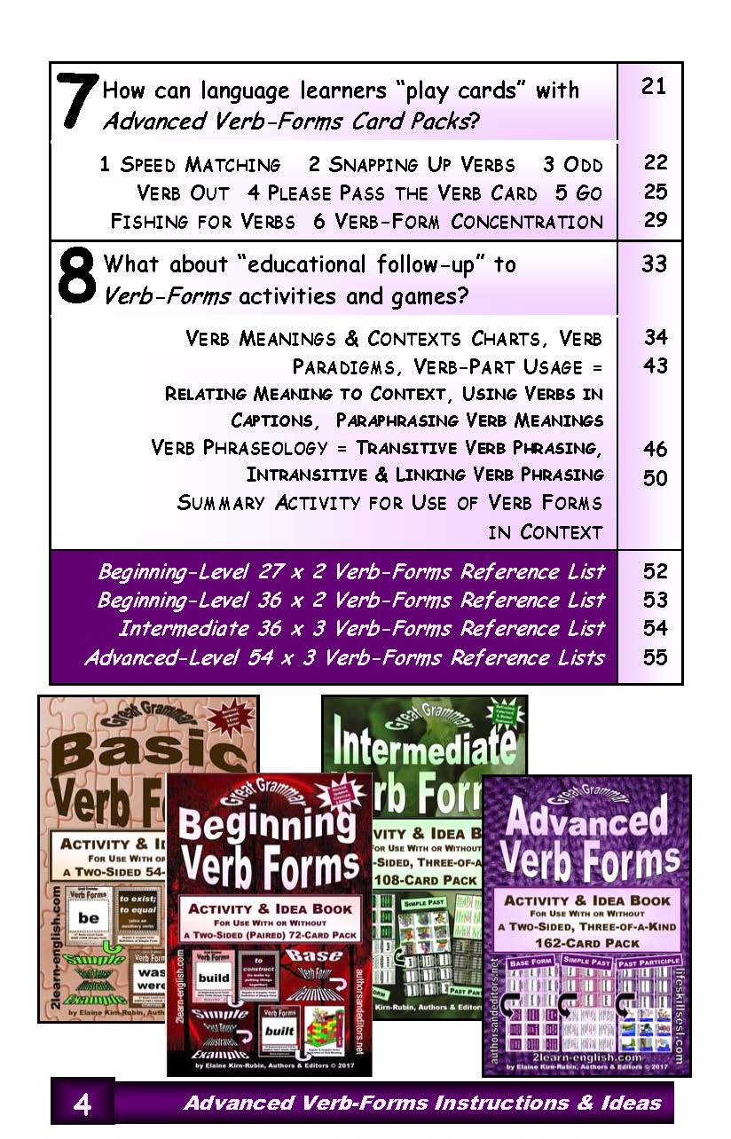 D-13.13 Instructions for 54 Advanced (Irregular) Verb Card Triads & More