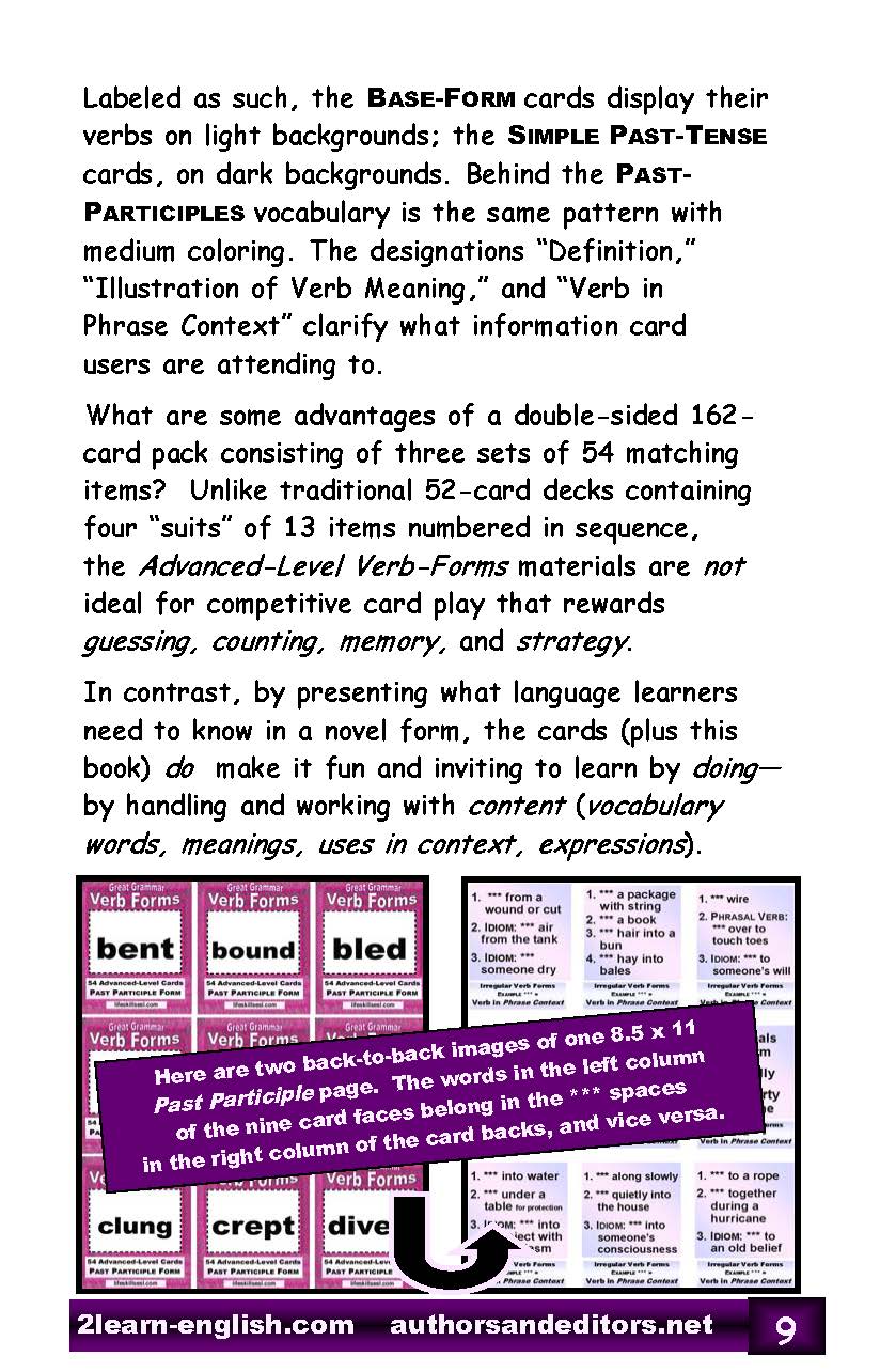 D-13.13 Instructions for 54 Advanced (Irregular) Verb Card Triads & More