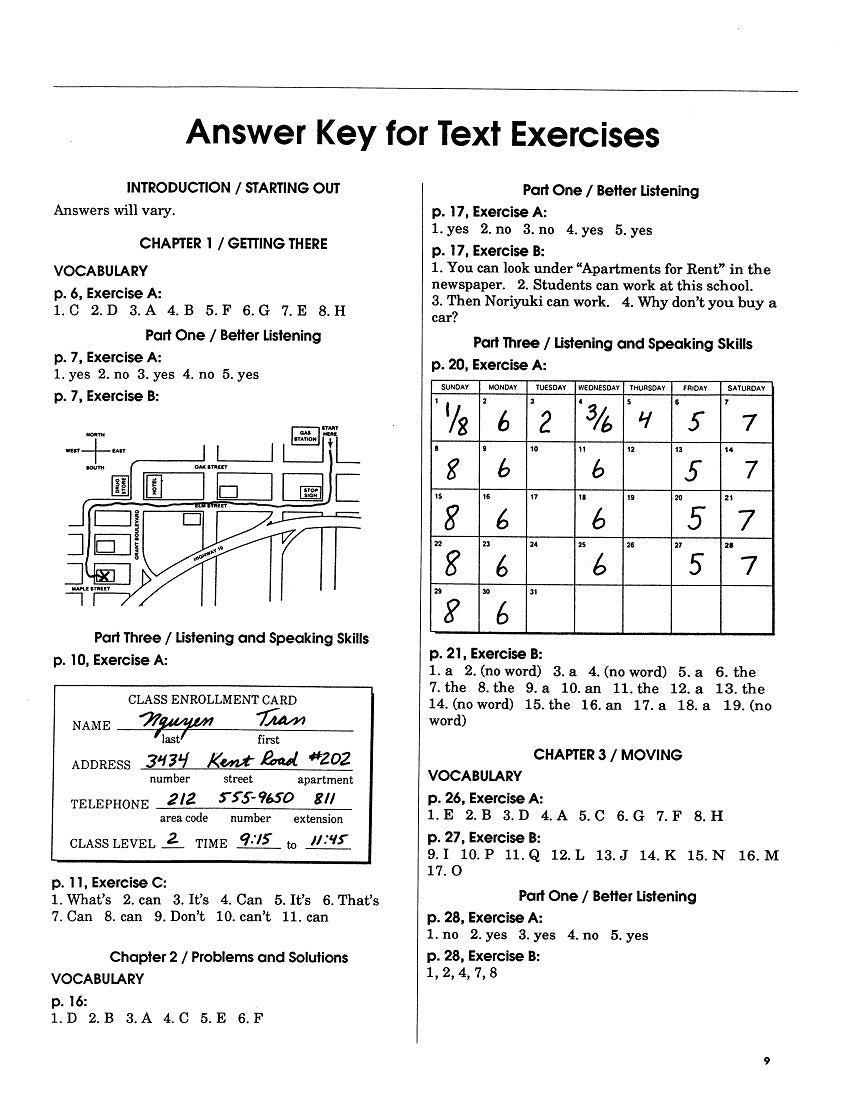 E-05.11 Refer to the Answer Keys for Text Exercises in Listening/Speaking Book 2