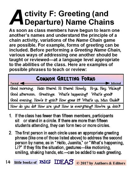 E-10.02b Get (Small-Format) Generic Ideas for Greetings & Names in Oral-Language-Skills Development