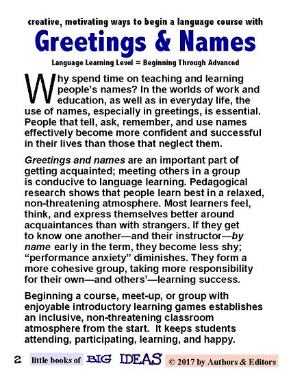 E-10.02b Get (Small-Format) Generic Ideas for Greetings & Names in Oral-Language-Skills Development