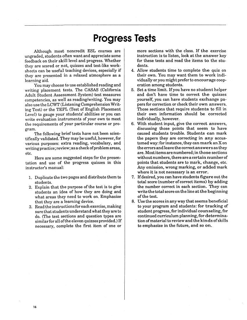 F-03.10 Give / Take Progress Tests  Designed for Beginning Levels of Written-English Proficiency