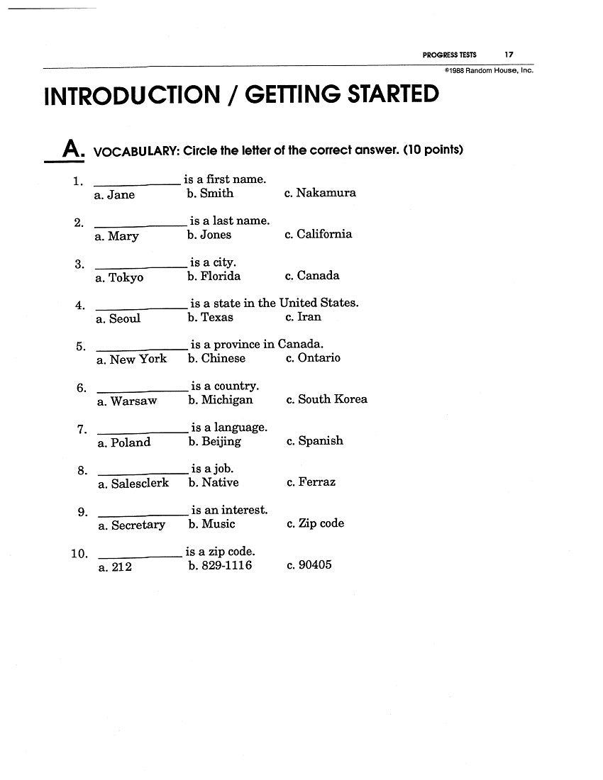 F-06.10 Give / Take Progress Tests on Acquisition of (Low) Intermediate Vocabulary & Reading / Writing Skills