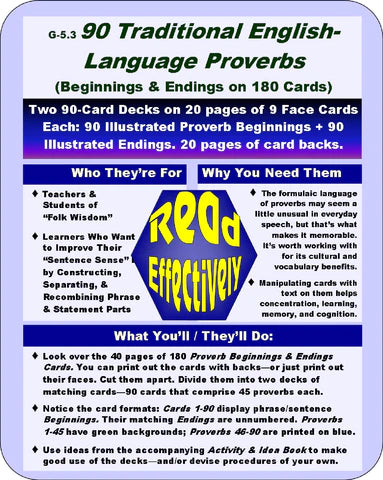 F-07.07b Produce & Use Phrasing of Proverbs Card Decks 1-45 & 46-90 (Beginnings & Endings)