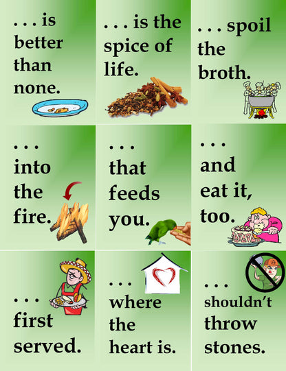 F-07.07b Produce & Use Phrasing of Proverbs Card Decks 1-45 & 46-90 (Beginnings & Endings)
