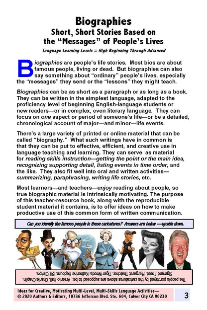 H-01.01a Biographies Small-Sized Starter Book (Original)