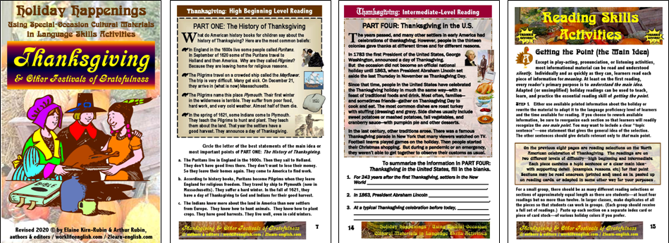 H. Holiday Happenings: Thanksgiving Teacher Resource Booklet