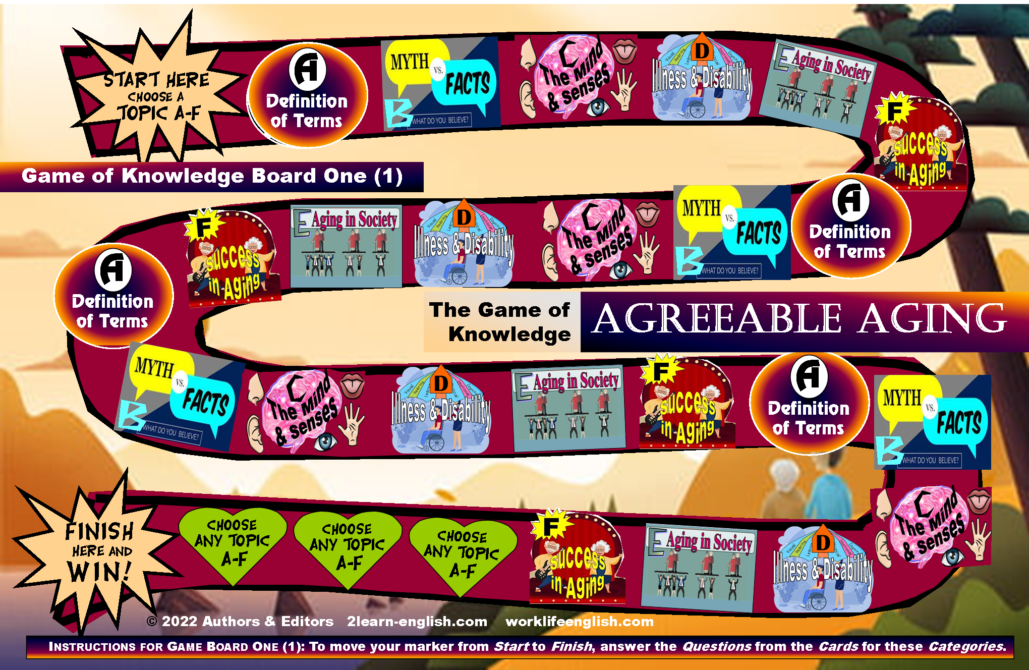 Aging, a Gerontology Game for ESL and Literacy Game-Board - Work/Life ...