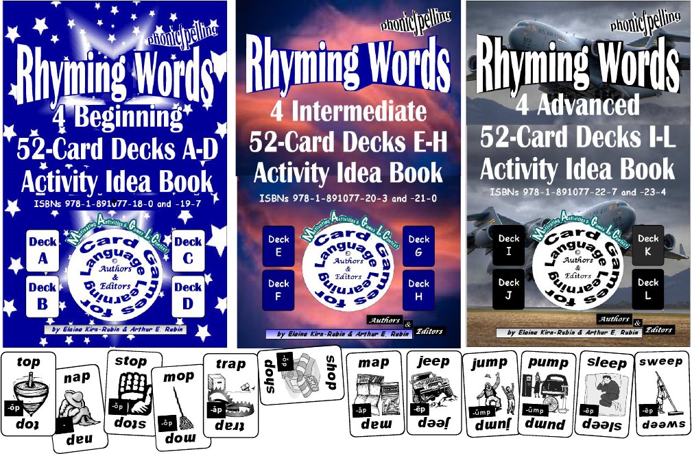 B-03.00 Rhyming Words Levels 2-4 = Beginning Through Advanced 12 52-Card Decks A-L+ 3 Activities & Ideas Books