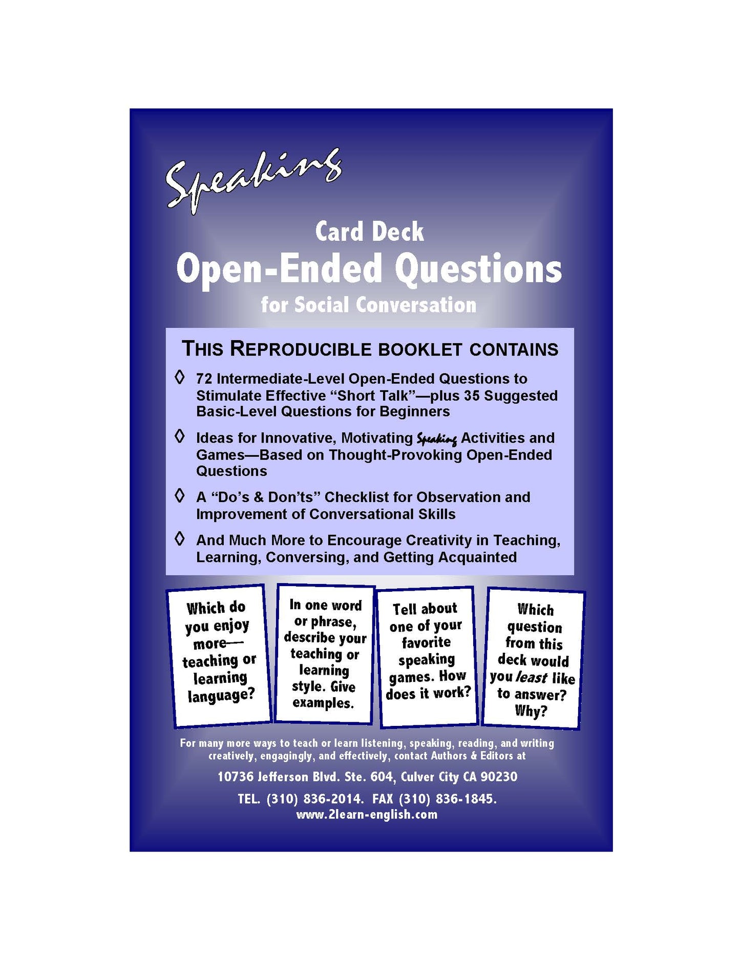 E-12 Open-Ended Questions for Social Conversation (Printed Version + Shipping)